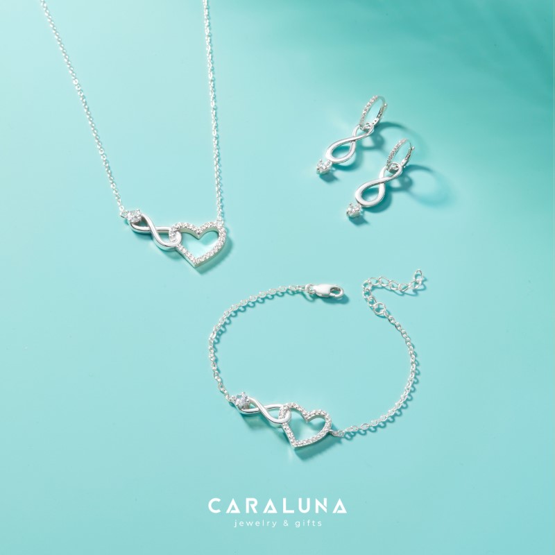 Trang sức bạc 925 vô cực trái tim đính đá của Cara Luna