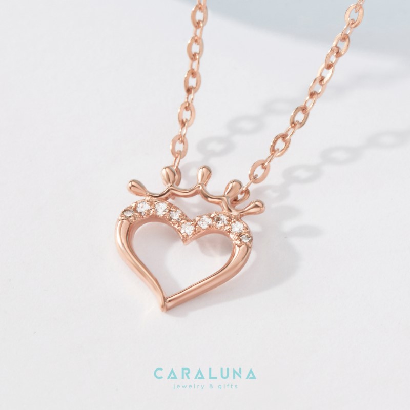 Dây chuyền bạc 925 trái tim vương miện của Cara Luna