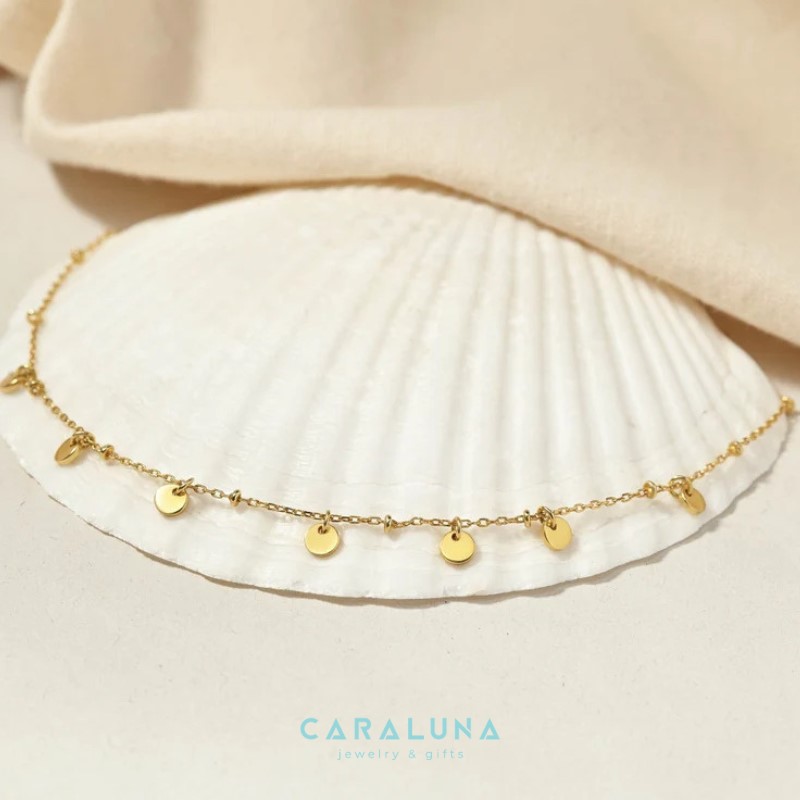 Dây Chuyền Choker Bạc 925 Treo Charms Tròn