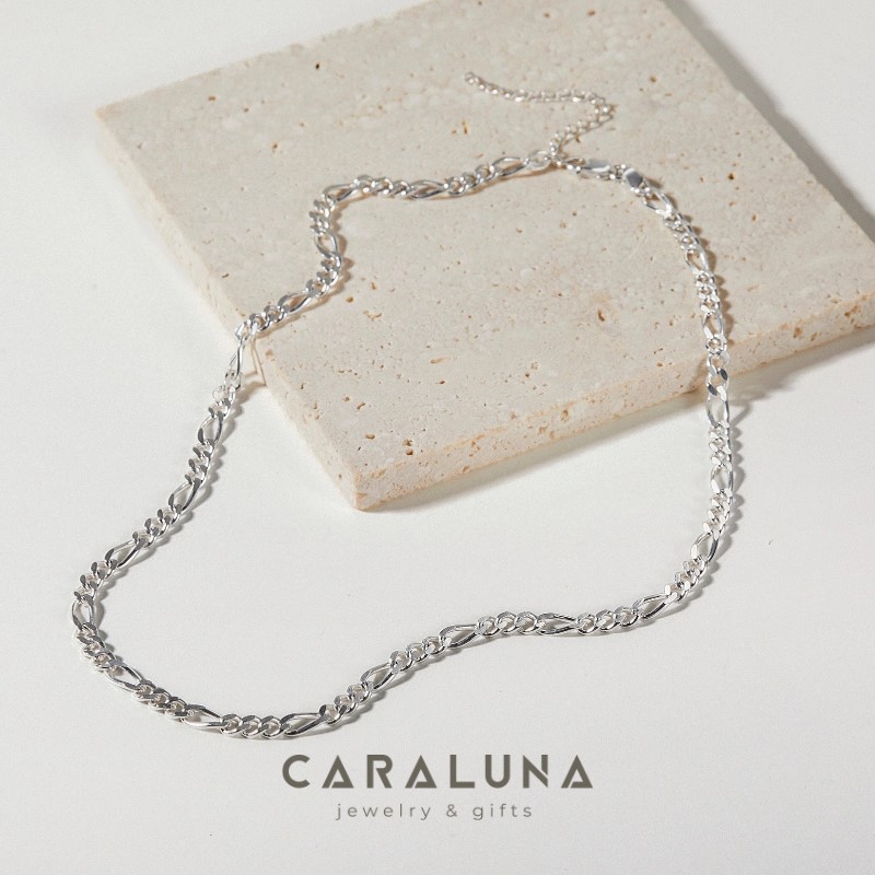 Dây Chuyền Bạc 925 Choker Xích Bạc Trơn Figaro