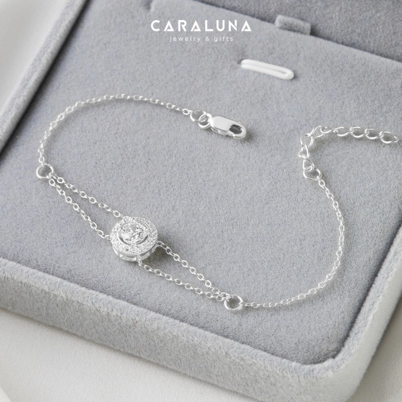 Lắc Tay Bạc 925 Tròn Đính Đá Lấp Lánh Crystal Love