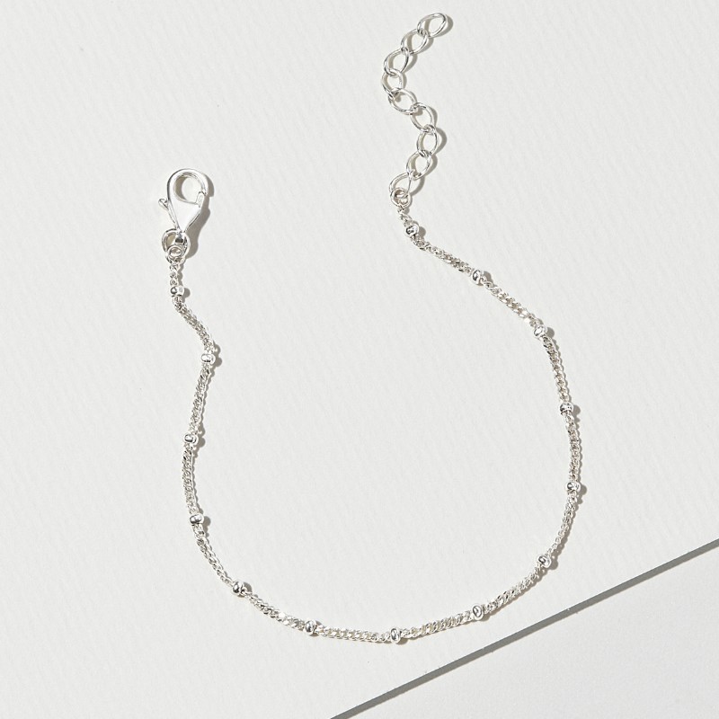 Lắc Tay Bạc 925 Trơn Mảnh Với Bi Satellite