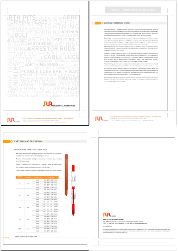 catalogue cọc tiếp địa RR