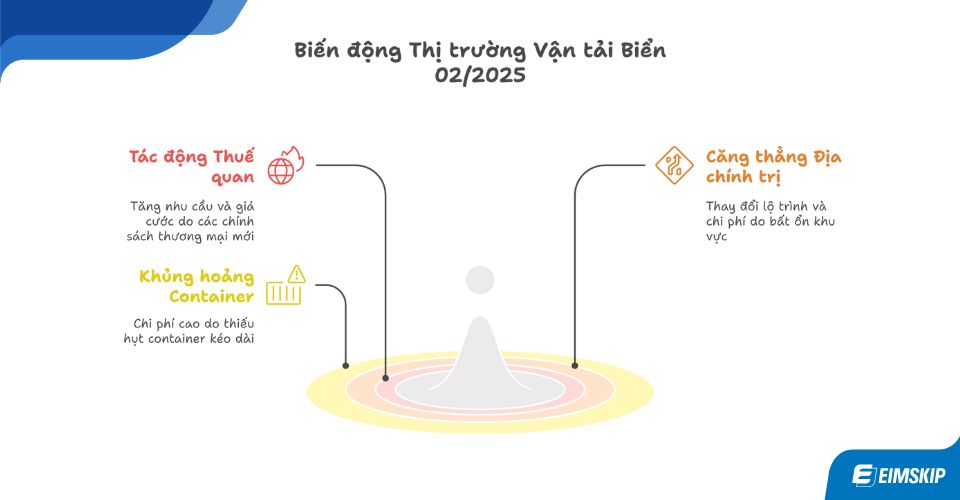 biến động thị trường vận tải biển tháng 02/2025