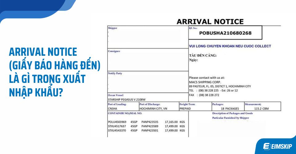 Arrival Notice (Giấy báo hàng đến) là gì trong xuất nhập khẩu?