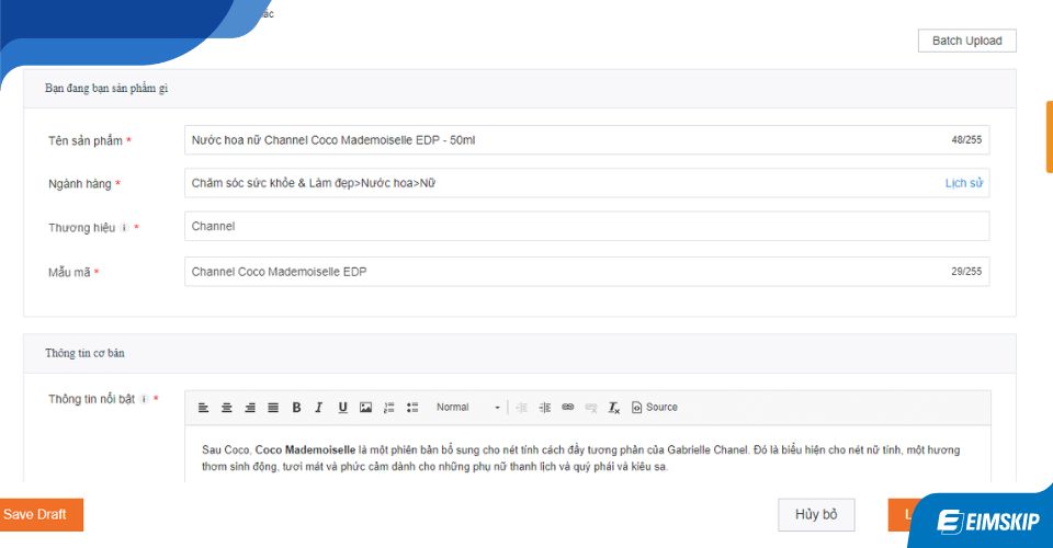 đăng sản phẩm thủ công trên kênh bán hàng lazada