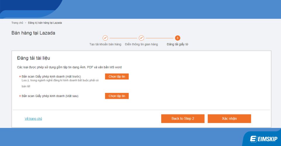 đăng ký kênh người bán trên lazada