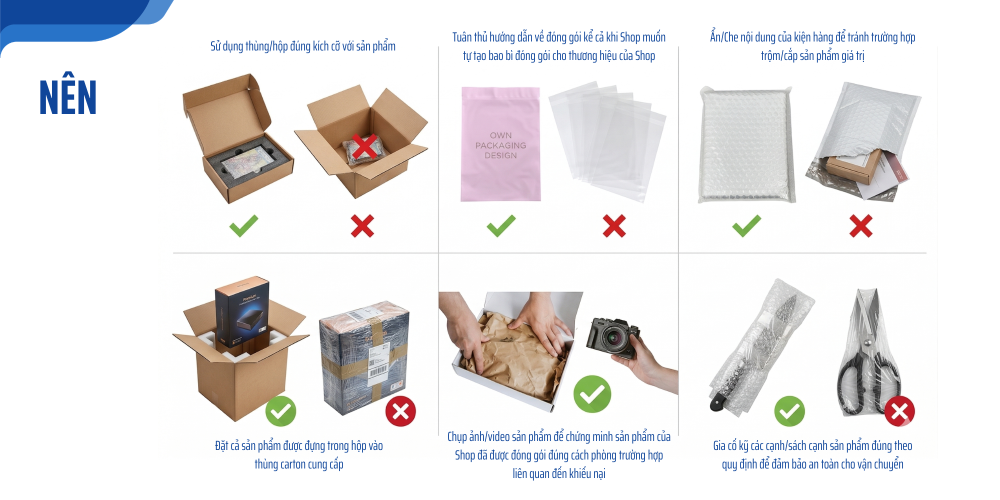 Hướng dẫn đóng gói hàng shopee