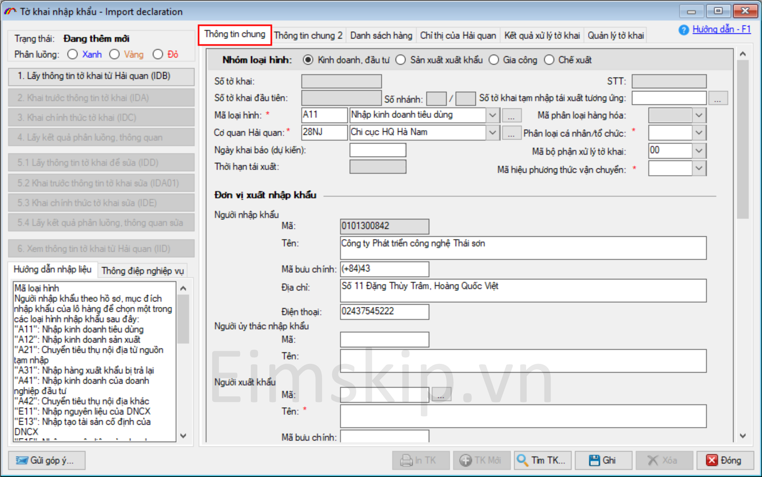 khai báo hải quan điện tử