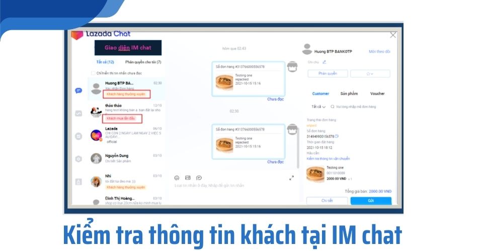 kiểm tra thông tin khách tại IM chat