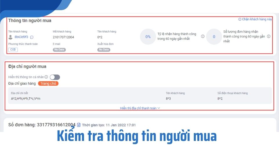kiểm tra thông tin người mua