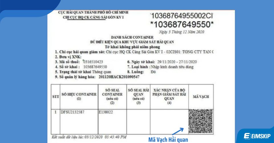in mã vạch hải quan