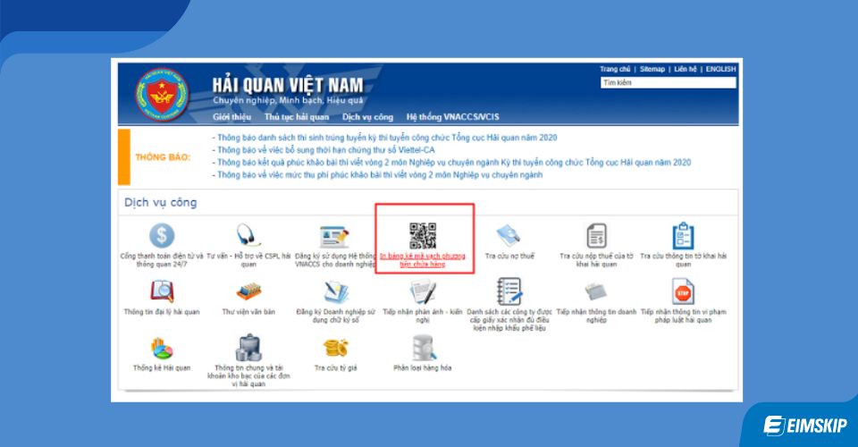 in mã vạch hải quan