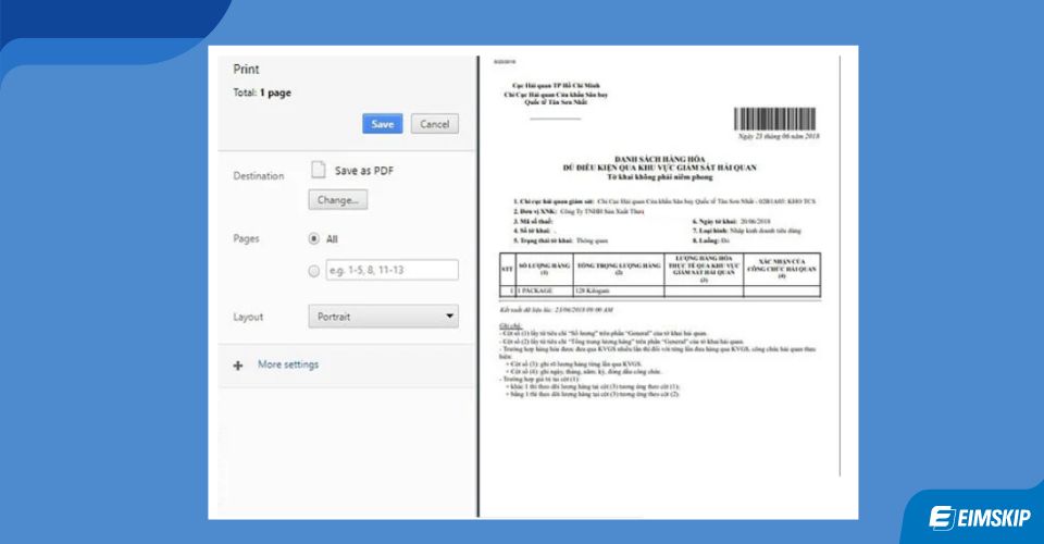 lấy mã vạch hải quan