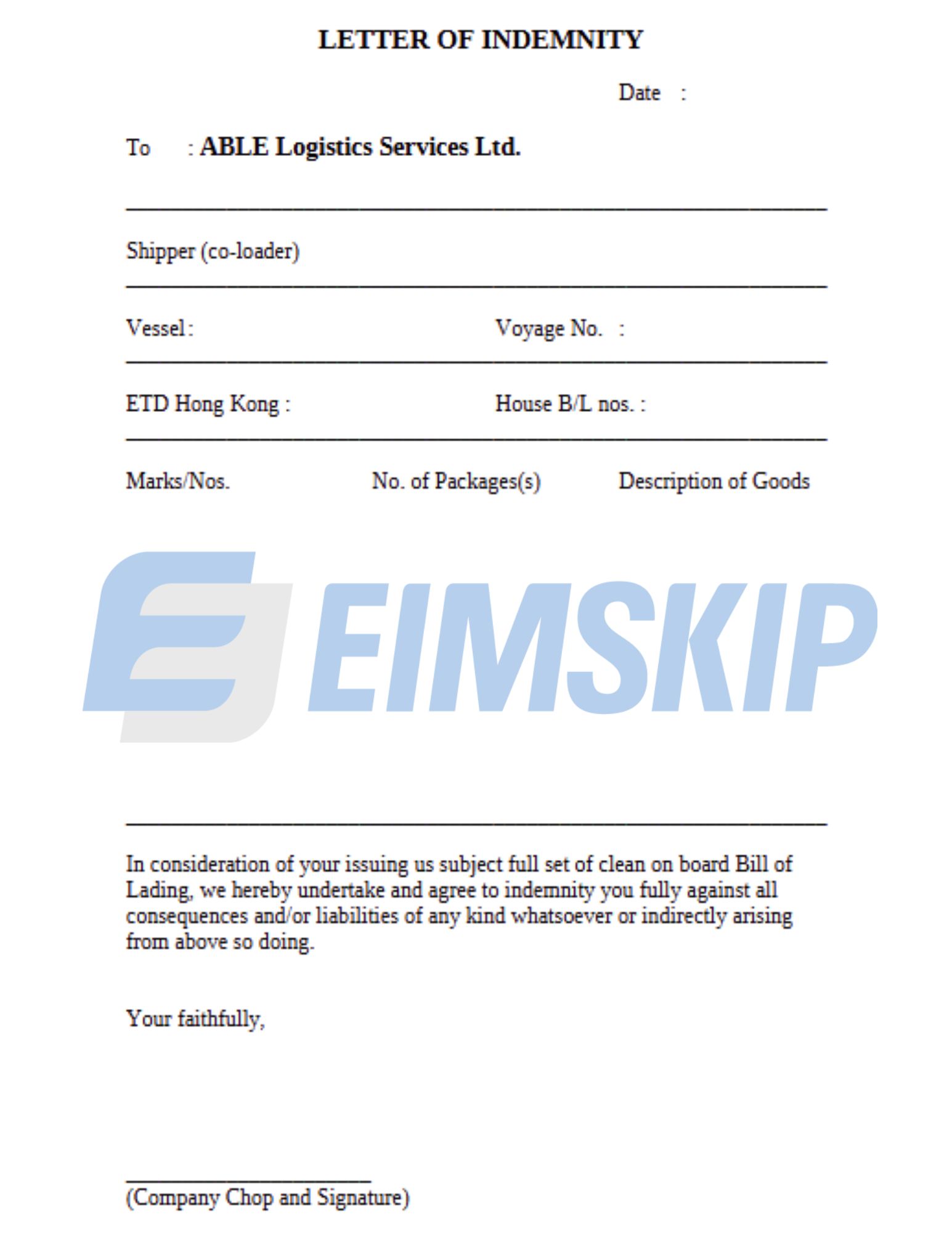 LOI (Letter of Indemnity) là gì trong xuất nhập khẩu