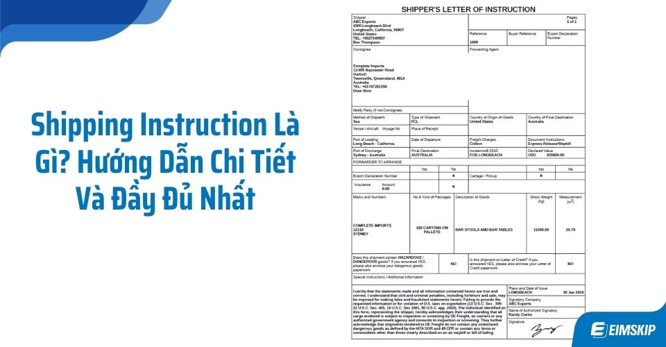 Shipping Instruction Là Gì