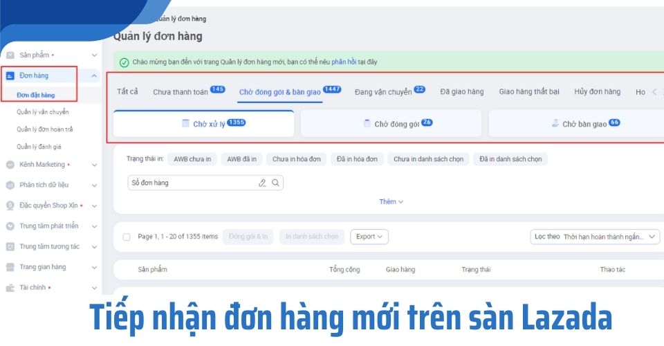 xác nhận đơn hàng lazada
