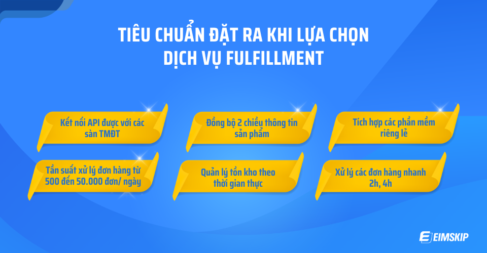 Tiêu chuẩn đặt ra khi lựa chọn dịch vụ Fulfillment