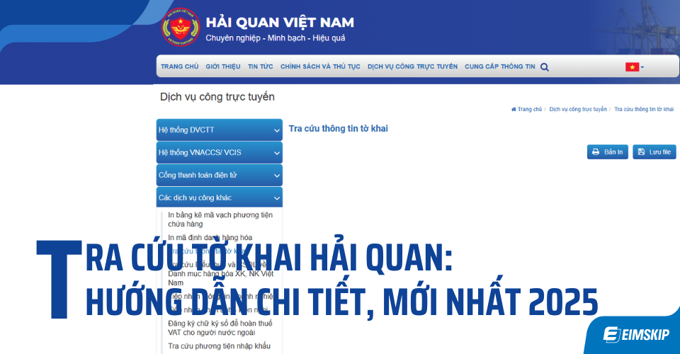 tra cứu tờ khai hải quan