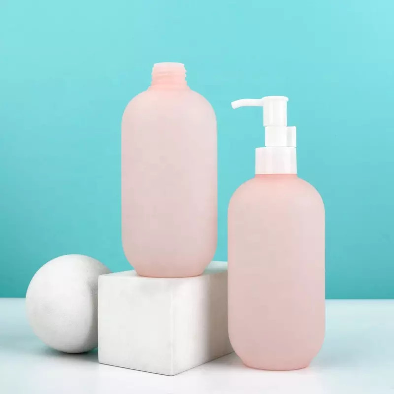 Chai sữa tắm dáng tròn nhựa PET màu hồng