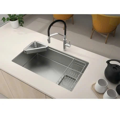 Chậu rửa bát Hafele 567.24.401 với thiết kế hiện đại, bề mặt Linen chống xước
