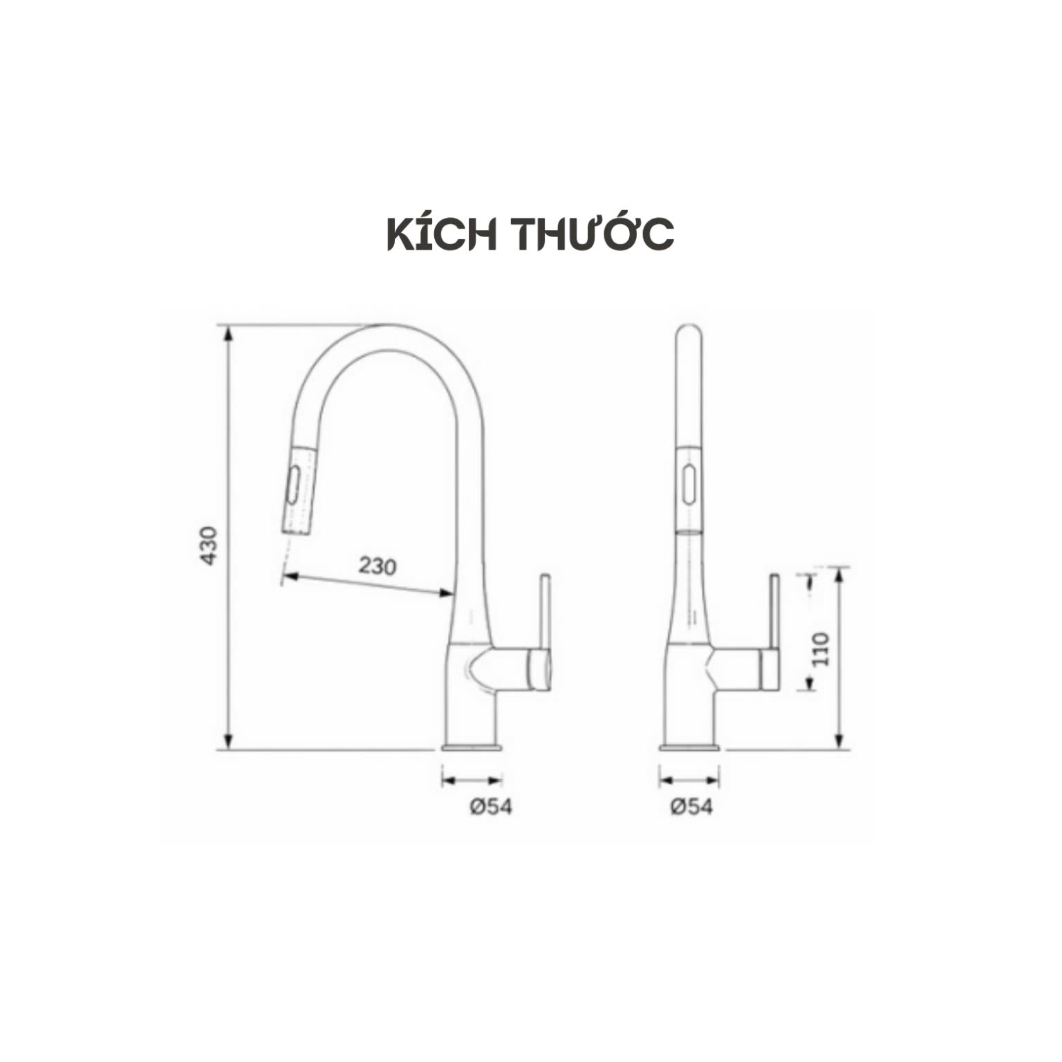 Sơ đồ kích thước chi tiết và hướng dẫn lắp đặt vòi rửa Keeper Kanso 688C