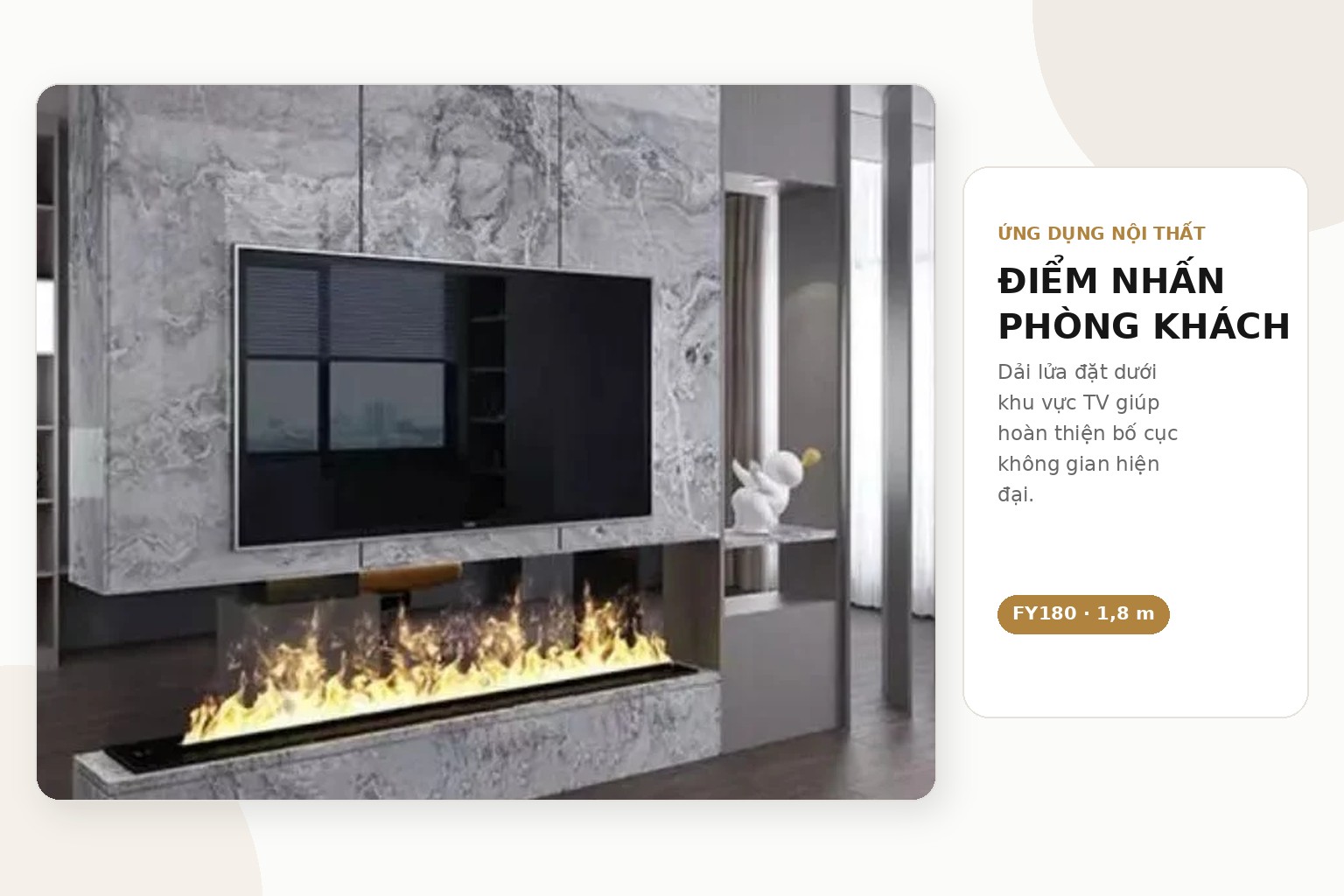 Chiều dài 1.800 mm phù hợp với vách TV, hốc trang trí và những không gian cần điểm nhấn nội thất theo phương ngang.