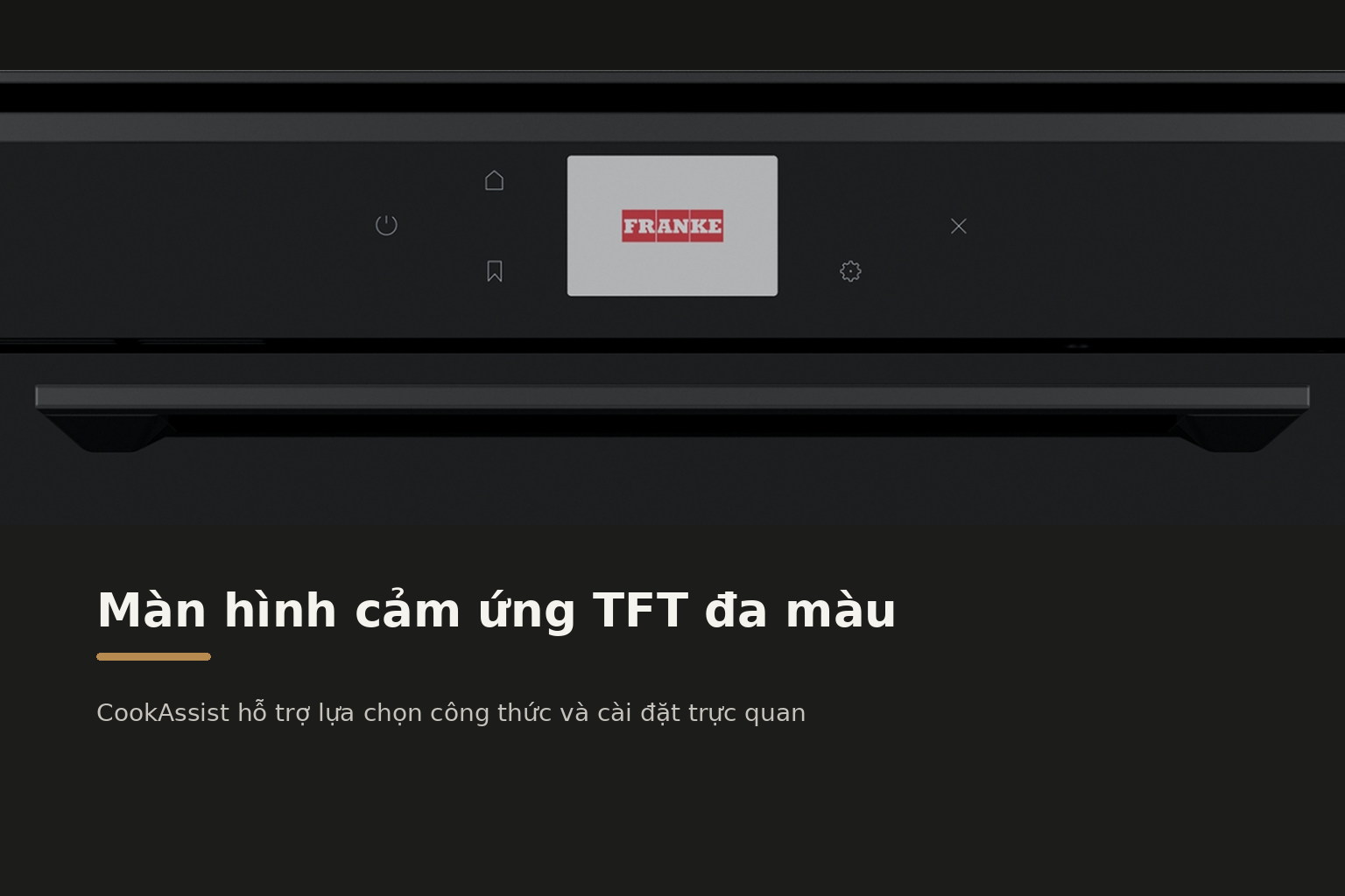 Màn hình cảm ứng TFT đa màu hỗ trợ lựa chọn chức năng và theo dõi quá trình nướng.