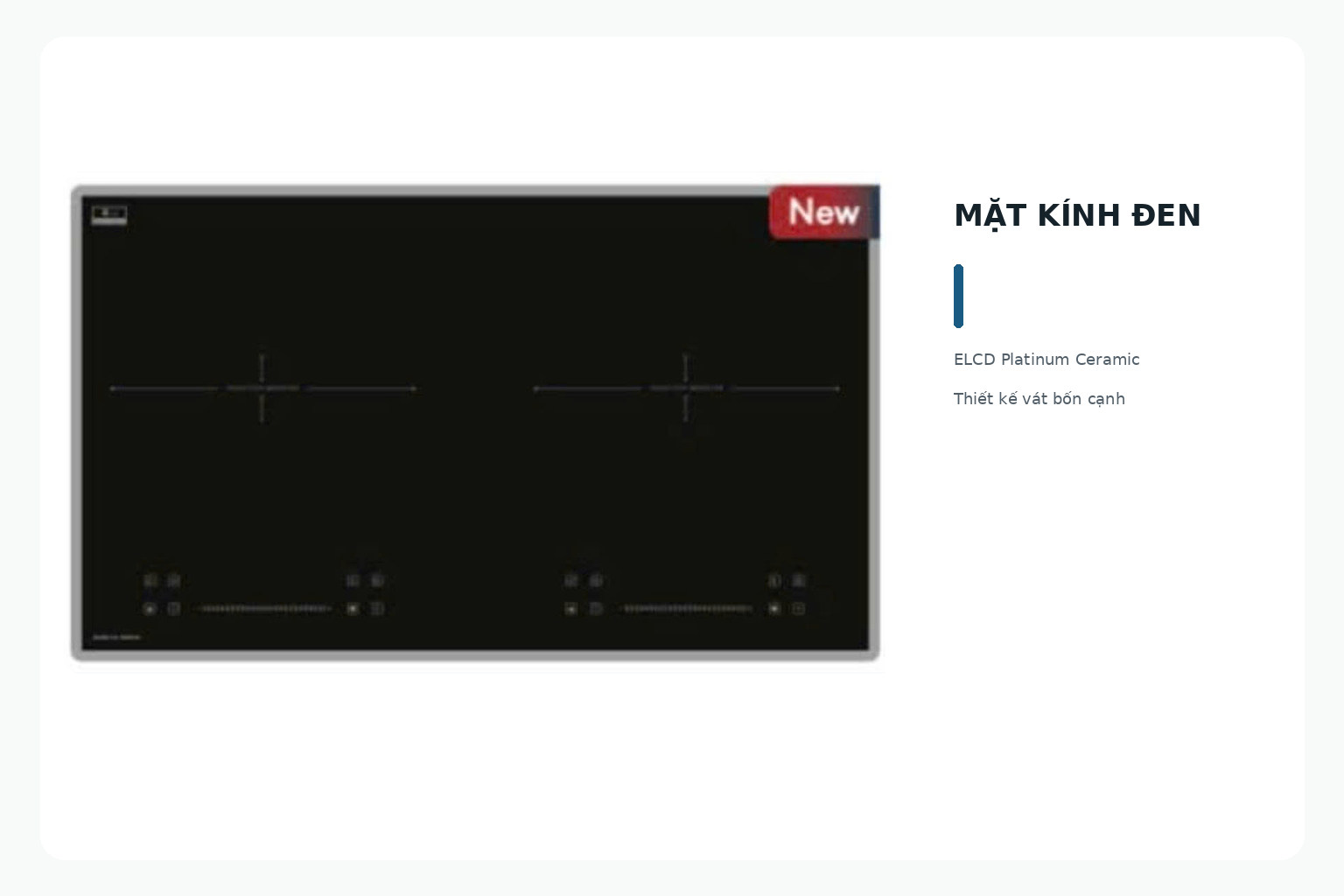 Mặt kính ELCD Platinum Ceramic tạo bề mặt nấu gọn gàng và dễ quan sát.