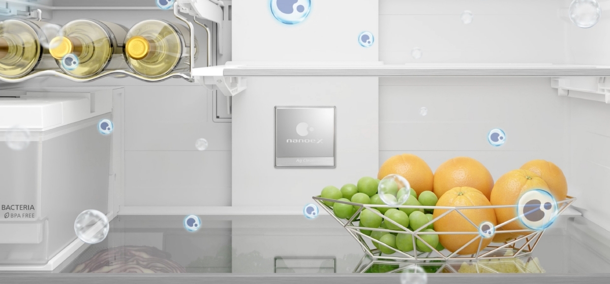 Công nghệ nanoe™ X trên tủ lạnh Panasonic NR-WY720ZMMV giúp giảm dư lượng thuốc trừ sâu và vô hiệu hóa 99.99% vi khuẩn