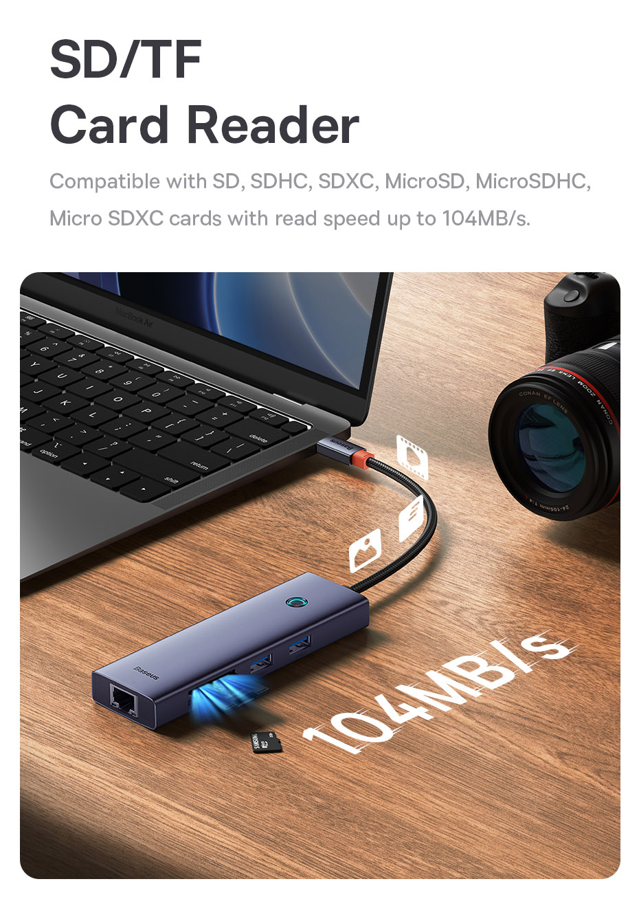 chube Hub chuyển đổi Baseus Flite Series - bản USB C