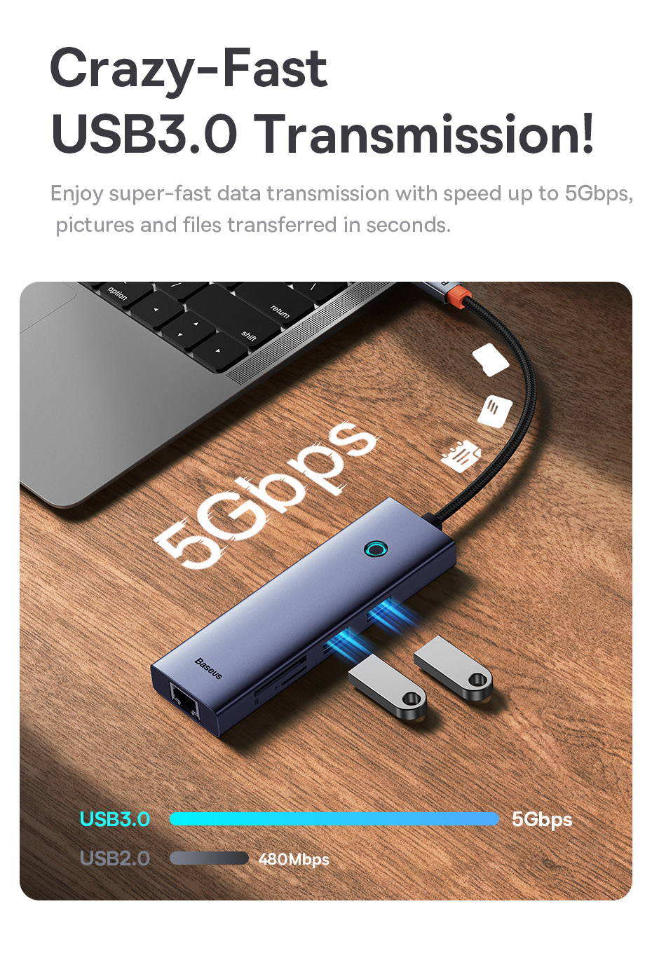 chube Hub chuyển đổi Baseus Flite Series - bản USB C