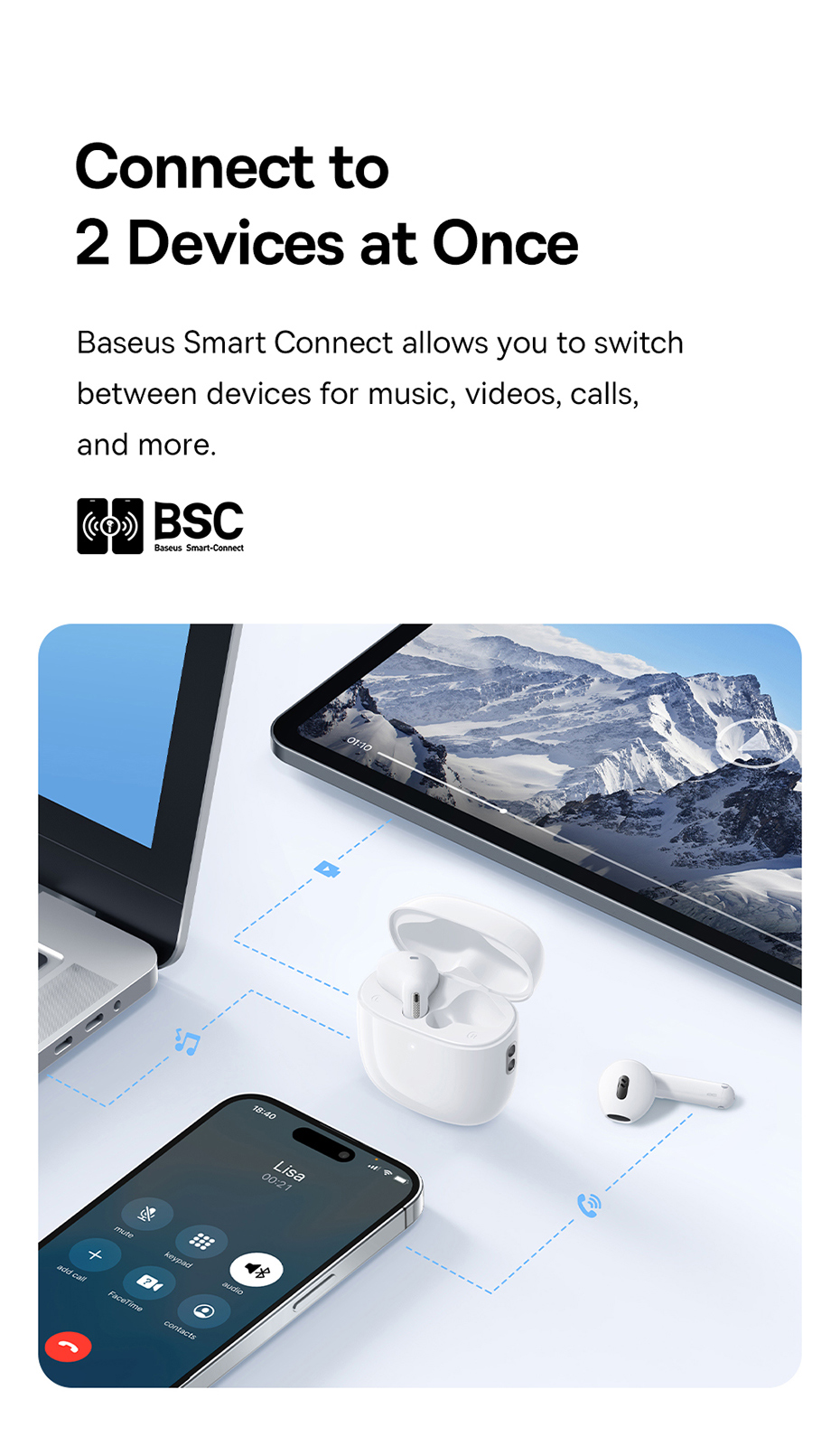 chube Tai nghe không dây Baseus Bowie WX5 True Wireless Earphones