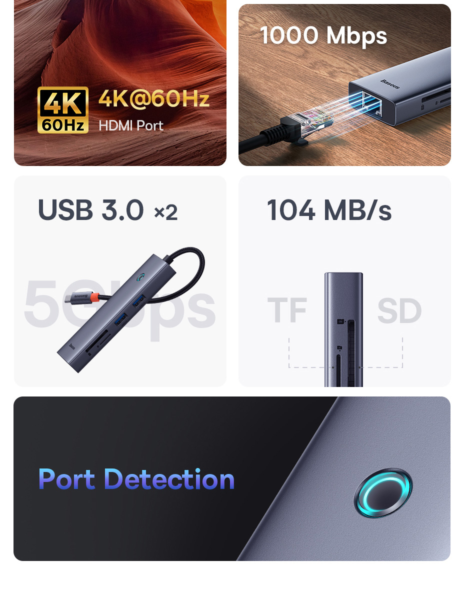 chube Hub chuyển đổi Baseus Flite Series - bản USB C