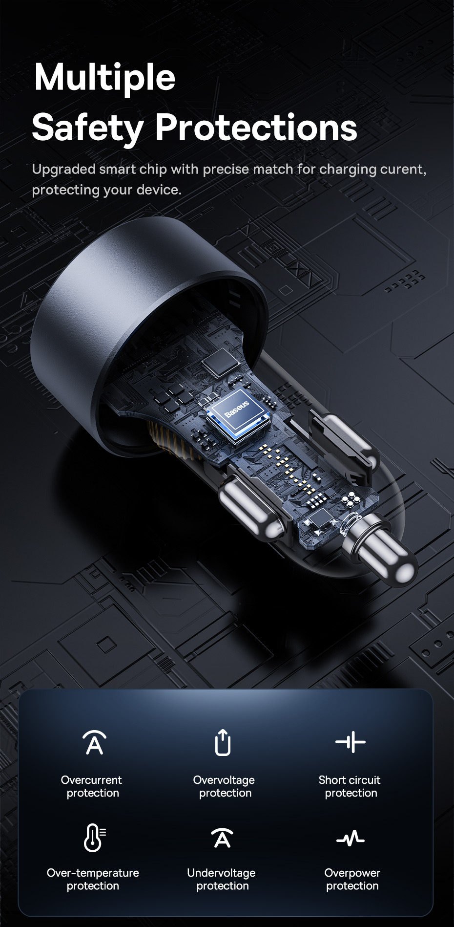 chube Tẩu sạc ô tô nối dài Baseus Car Cigarette Lighter 30W