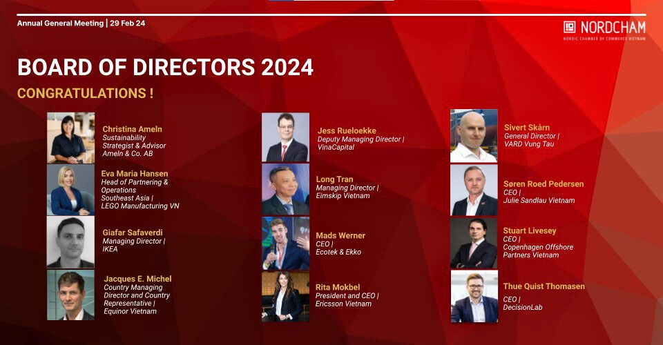 The CEO of Eimskip be elected to the Board of Directors of NordCham 2024