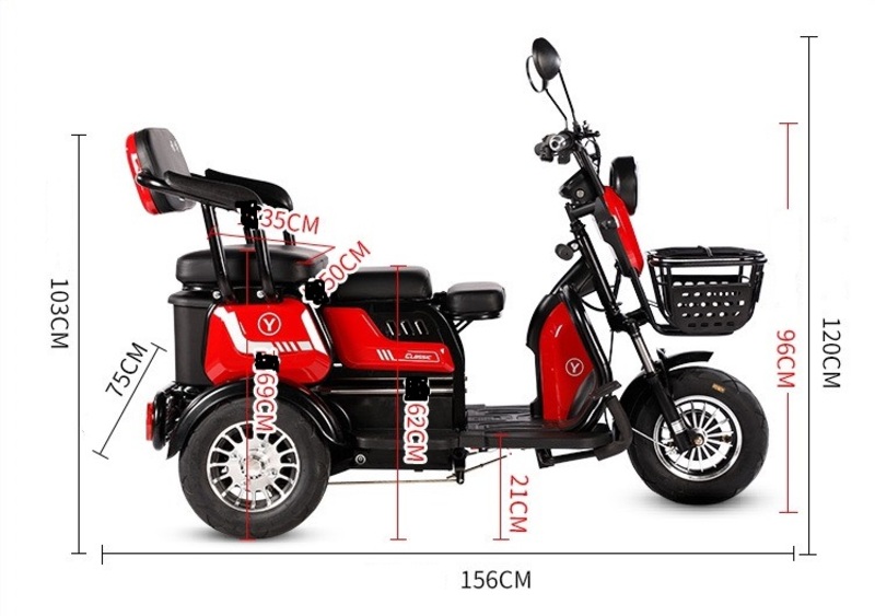 kích thước xe điện 3 bánh