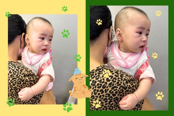 Ảnh em bé xỏ khuyên đáng yêu tại cửa hàng TinyBox