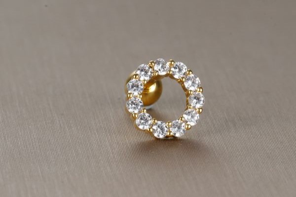 Bông tai vòng tròn xinh xắn đính đá - vàng