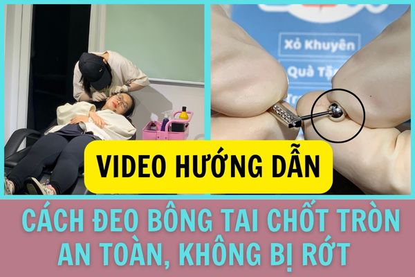 Cách đeo khuyên tai chốt tròn đơn giản