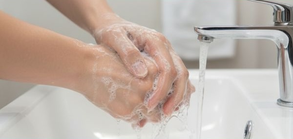 rửa tay sạch sẽ trước khi vệ sinh lỗ xỏ tai cho bé tại nhà