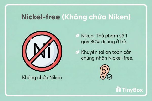 Chọn chất liệu bông tai an toàn cho bé - không chứa niken
