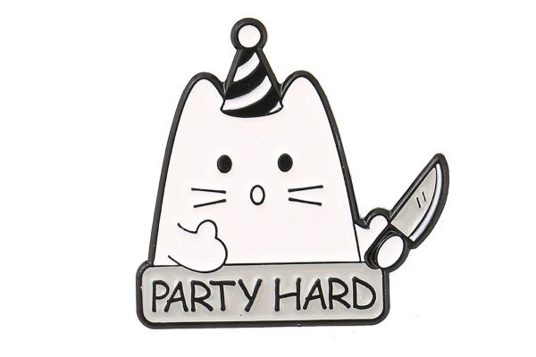 Huy hiệu cài balo hình mèo con PARTY HARD