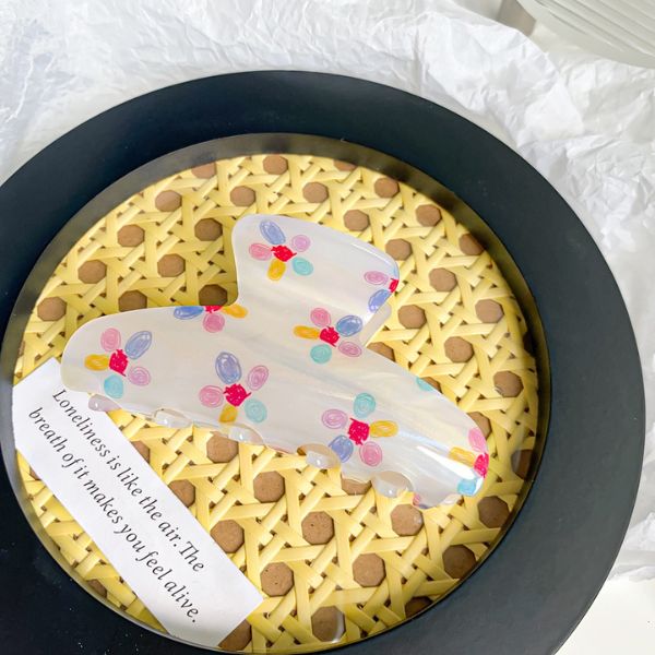 Kẹp tóc càng cua họa tiết hoa ngũ sắc