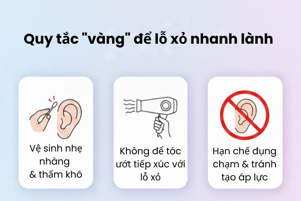 Quy tắc chăm sóc lỗ xỏ khuyên nhanh lành: vệ sinh nhẹ nhàng và giữ khô thoáng