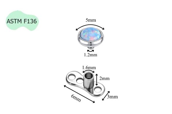 Trang sức cấy dưới da đá opal / Titanium F136