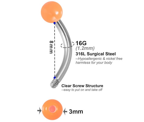 Khuyên chân mày basic nhiều màu - Khuyên tai Rook