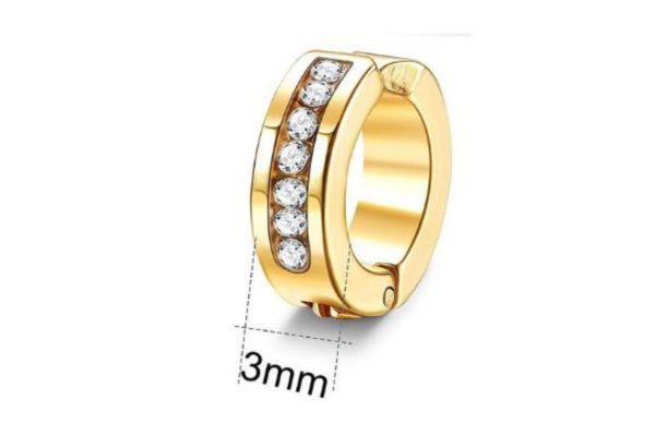 Khuyên không bấm tròn đính đá dọc