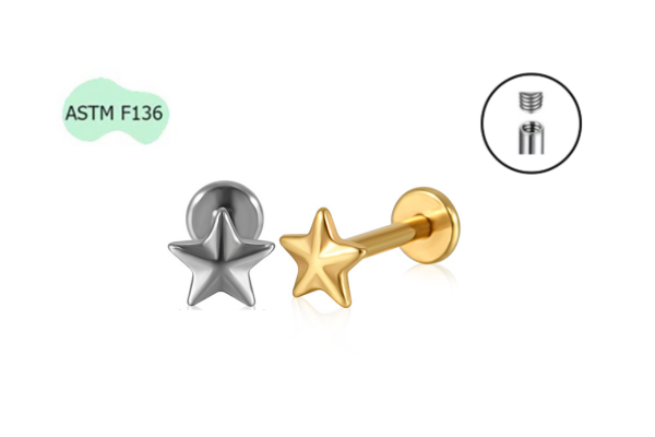 Khuyên tai ngôi sao năm cánh 2 màu