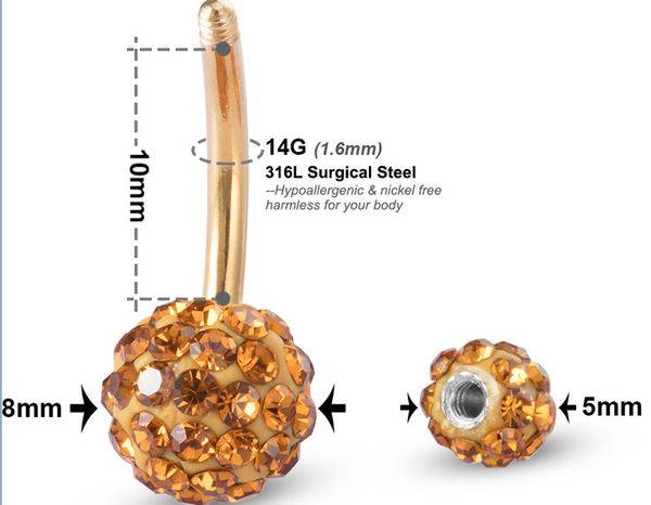 size Khuyên rốn đính đá thời trang dành cho nữ